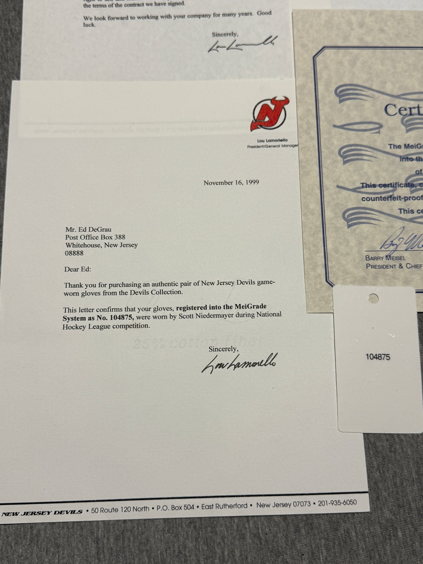 New Jersey Devils Authenticated Scott Niedermayer Game Worn Gloves - consignment