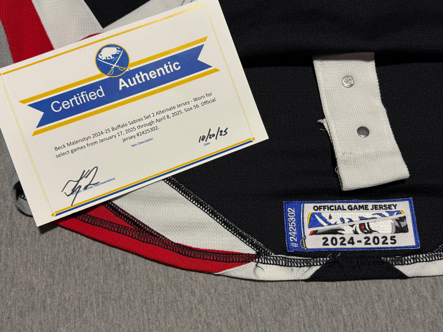 Buffalo Sabres Malenstyn Game Worn Jersey