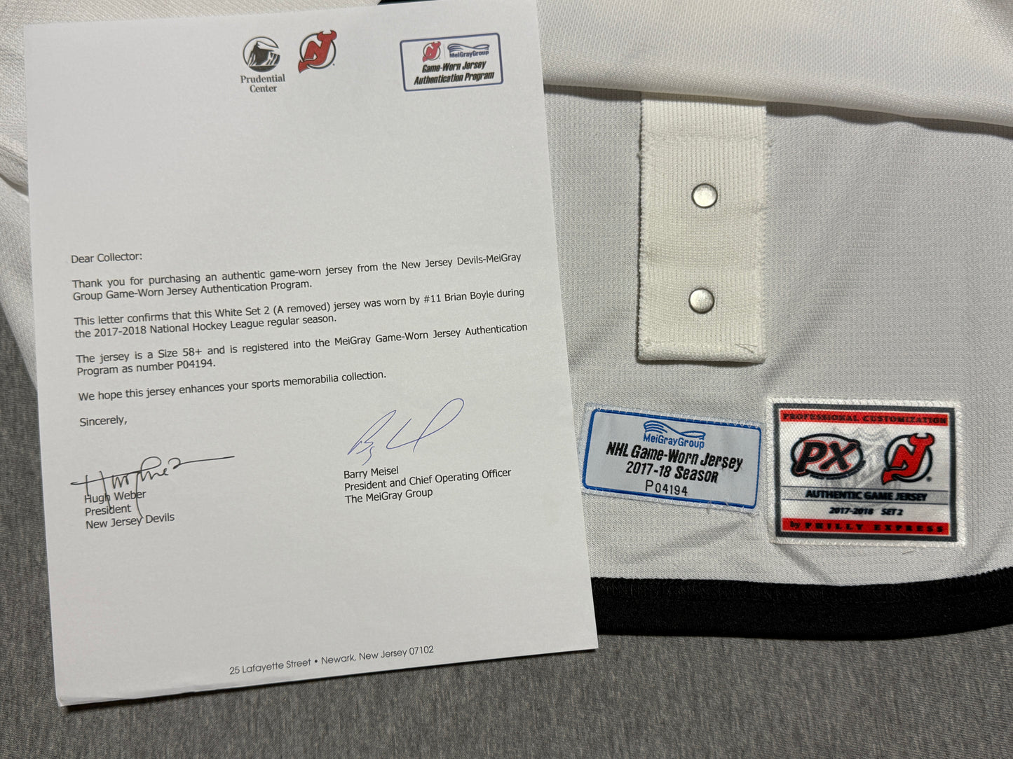 New Jersey Devils Brian Boyle Game Worn Jersey