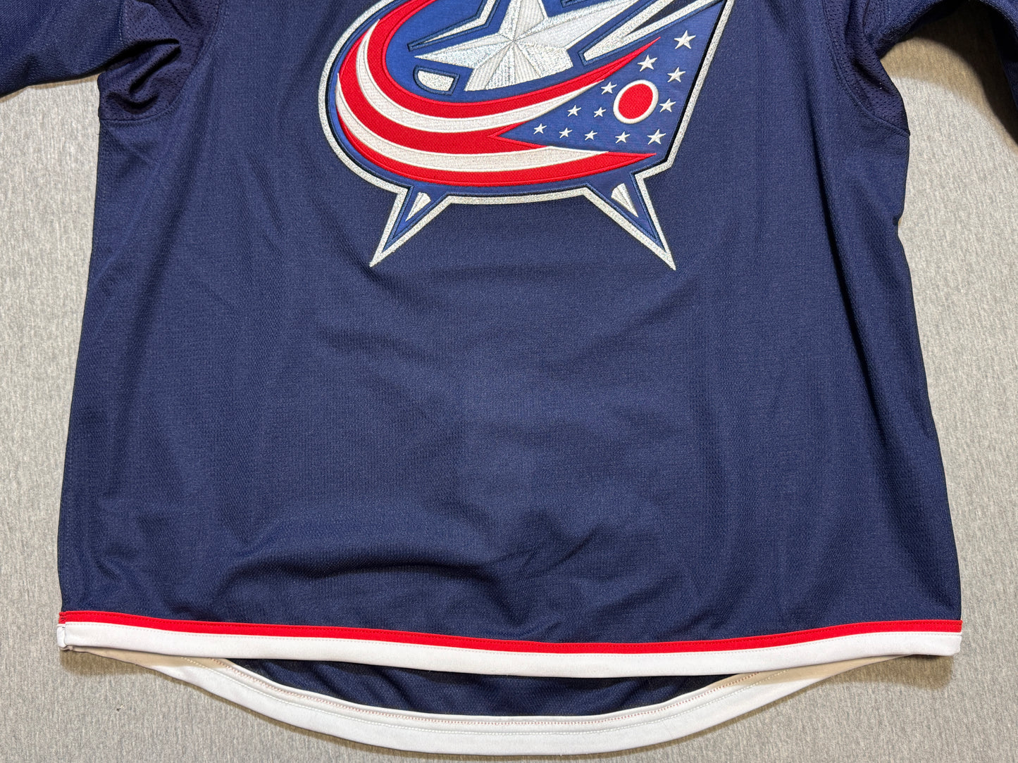 Columbus Blue Jackets Emil Bemstrom Game Worn Jersey with 20th Patch