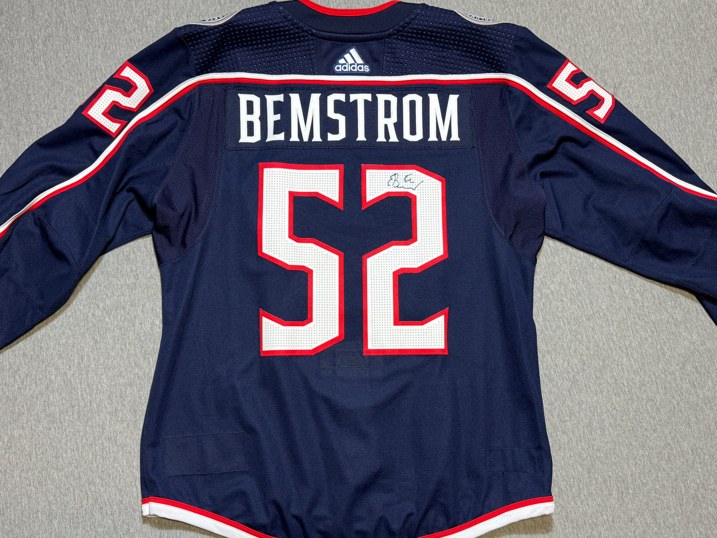 Columbus Blue Jackets Emil Bemstrom Game Worn Jersey with 20th Patch