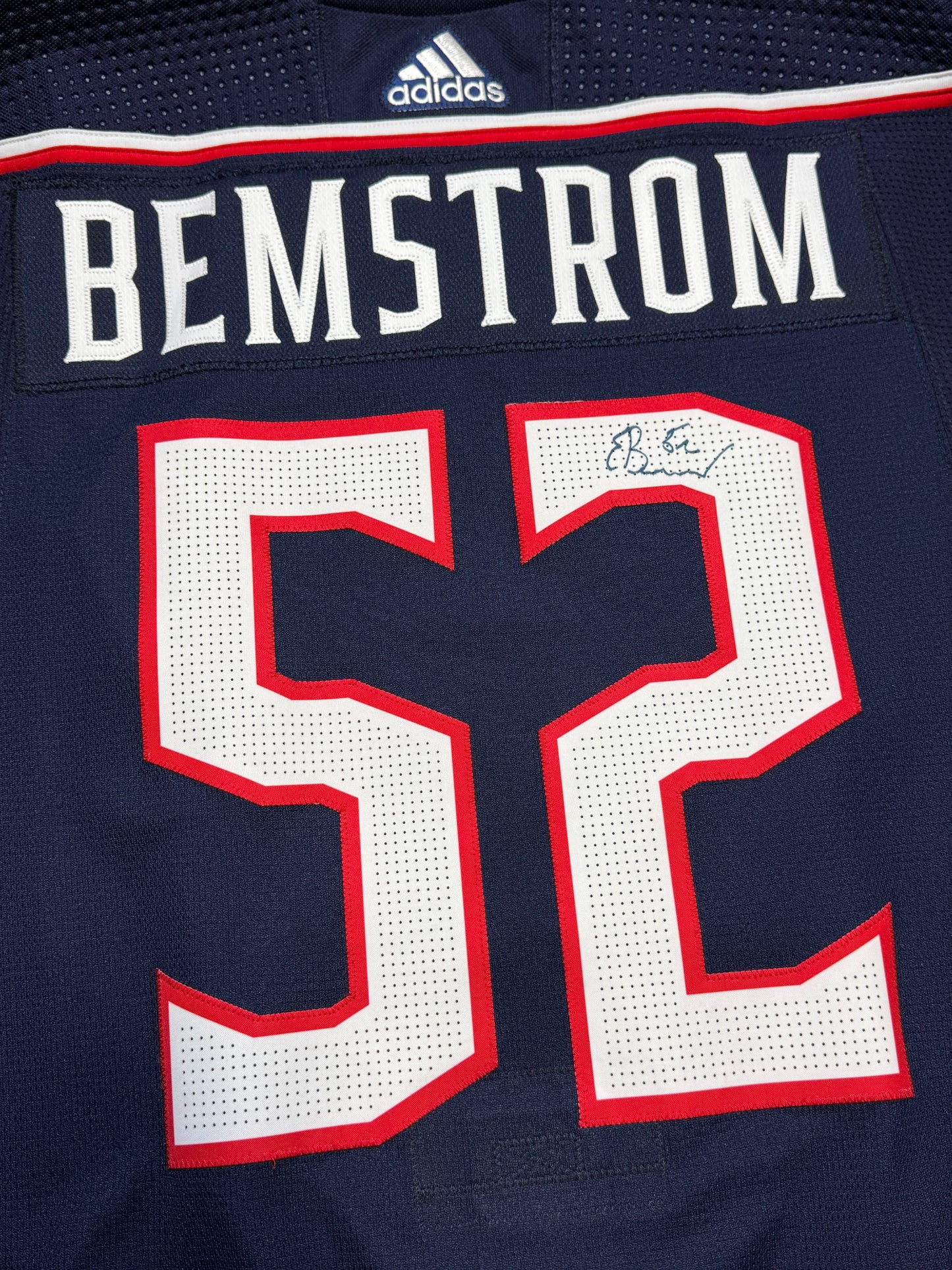 Columbus Blue Jackets Emil Bemstrom Game Worn Jersey with 20th Patch