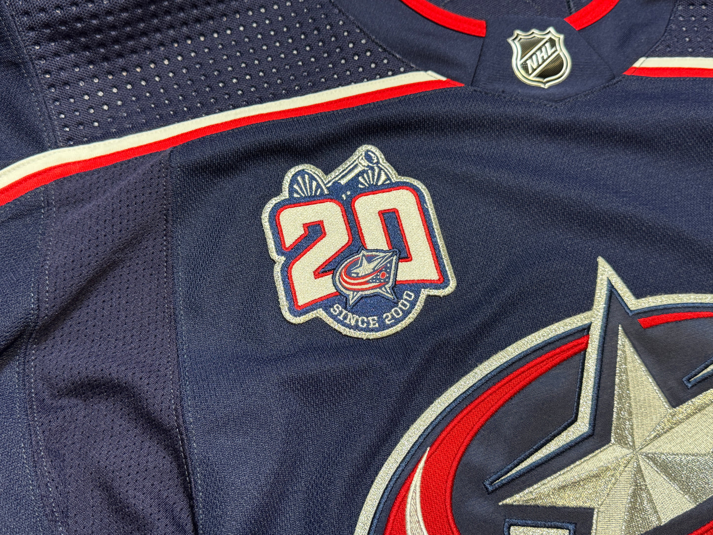 Columbus Blue Jackets Mikhail Grigorenko 20th patched Game Worn Jersey