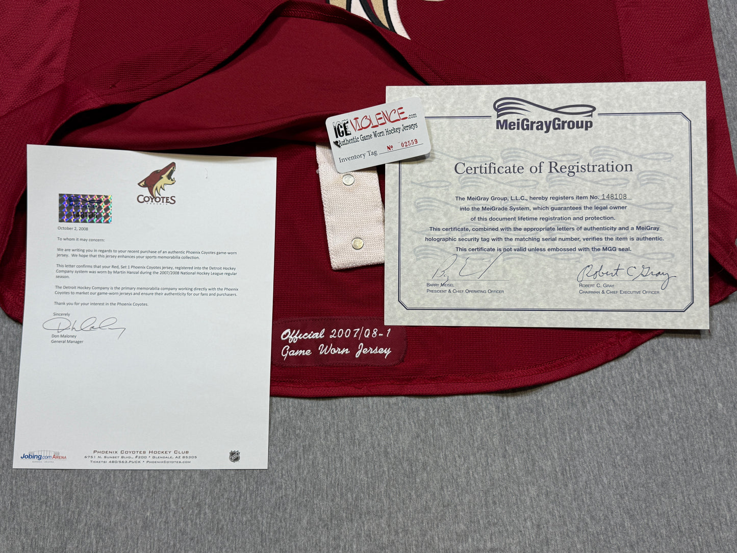 Arizona Coyotes Martin Hanzal Rookie Game Worn Jersey