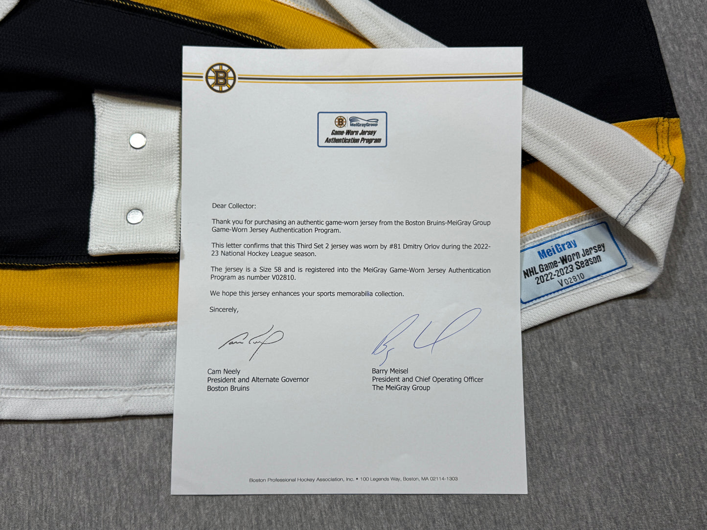 Boston Bruins Dmitry Orlov Game Worn Jersey