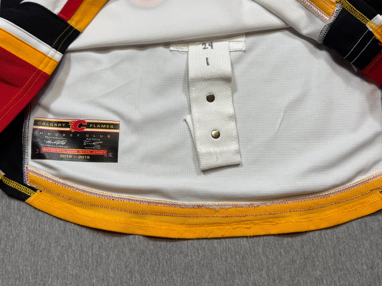Calgary Flames Travis Hamonic Game Worn Jersey