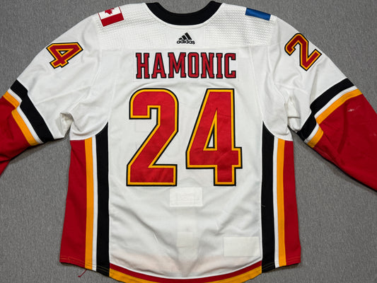 Calgary Flames Travis Hamonic Game Worn Jersey